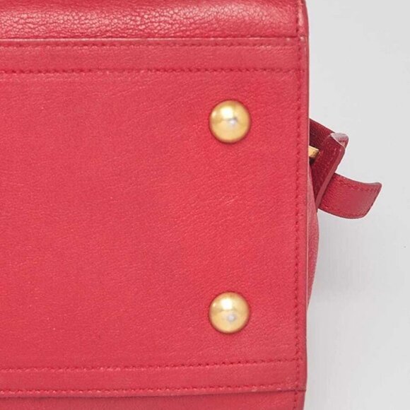 Yves Saint Laurent Red Calfskin Leather Small Cabas ChYc Bag - Picture 9 of 12